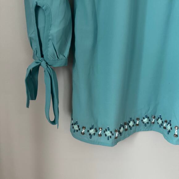Turquoise Abercrombie and Fitch boho beaded dress in size extra small - Picture 2 of 6